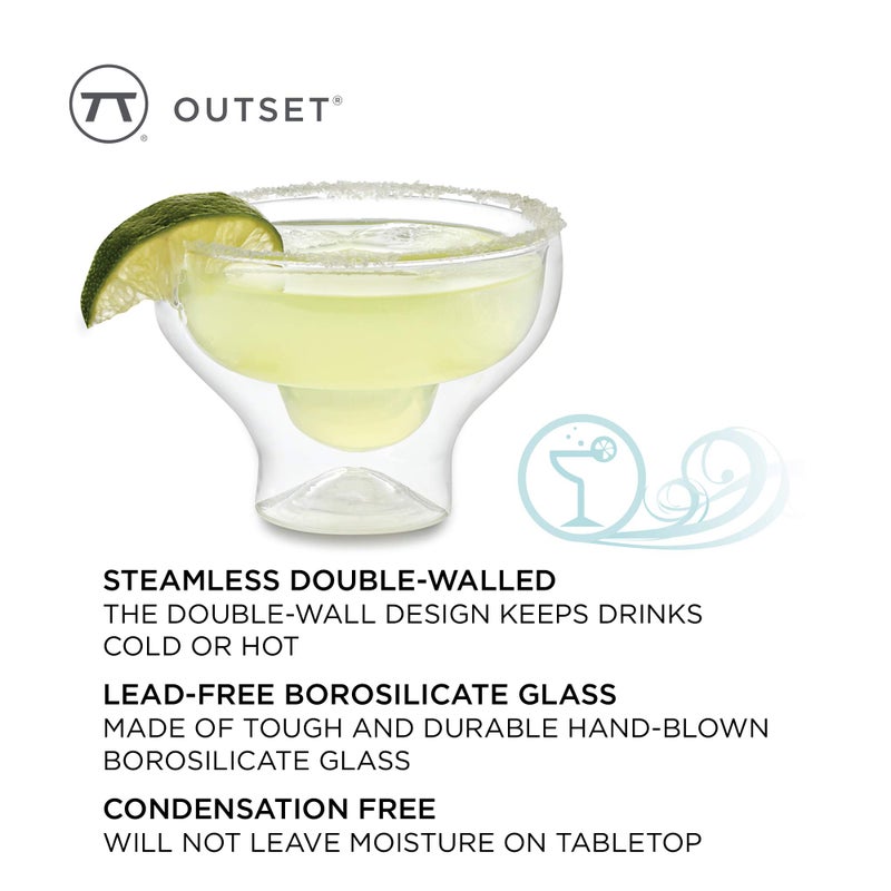 Outset Stemless Margarita Glasses Double Wall, Borosilicate Glassware, Set of 2 - Image 3
